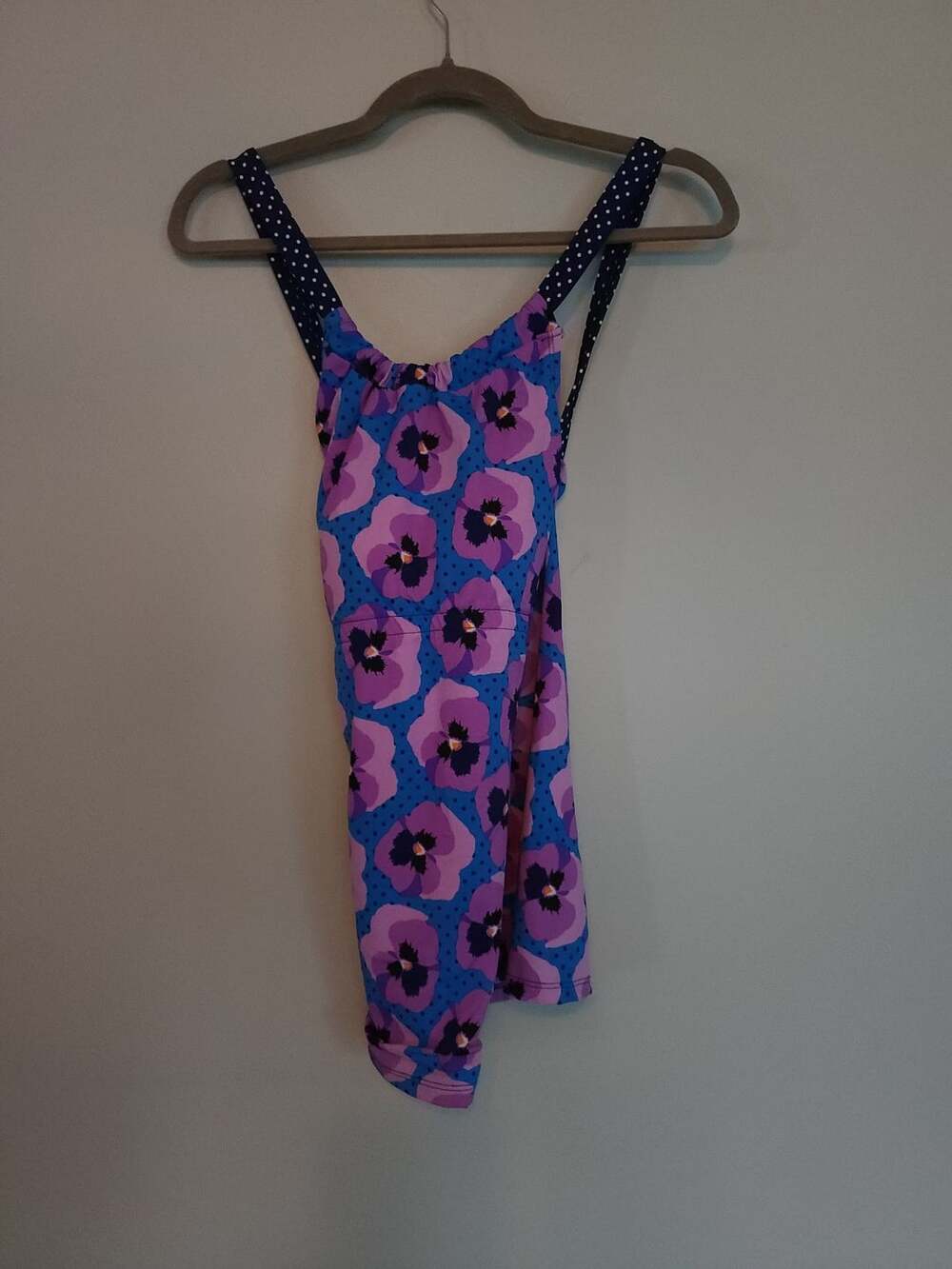 Poolside Vacationoutfit Lime Ricki Swimwear Floral Polka Dot Tankini Top XL